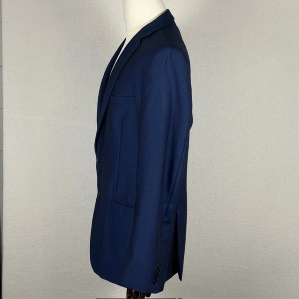 Calvin Klein Mens Blue 100% Wool Extreme Slim‎ Fit Blazer Sport Coat 46L RN90736